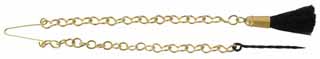 Pick & Pan Brush,
with brass chain, button clasp,
and black bristle brush,
for flint musket, rifle, or fowler